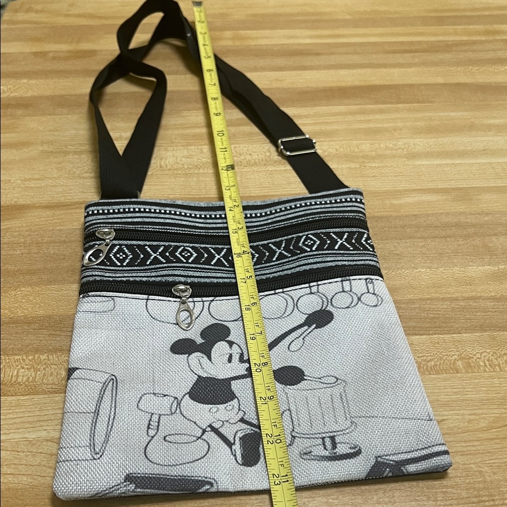 #1346=Mickey Mouse Black and Gray Crossbody Bag - Picture 4 of 14